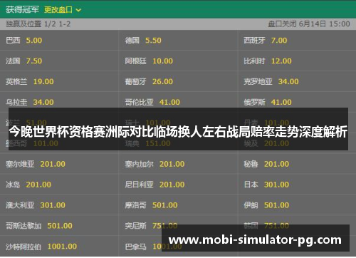 今晚世界杯资格赛洲际对比临场换人左右战局赔率走势深度解析 今晚世界杯资格赛洲际对比临场换人左右战局赔率走势深度解析